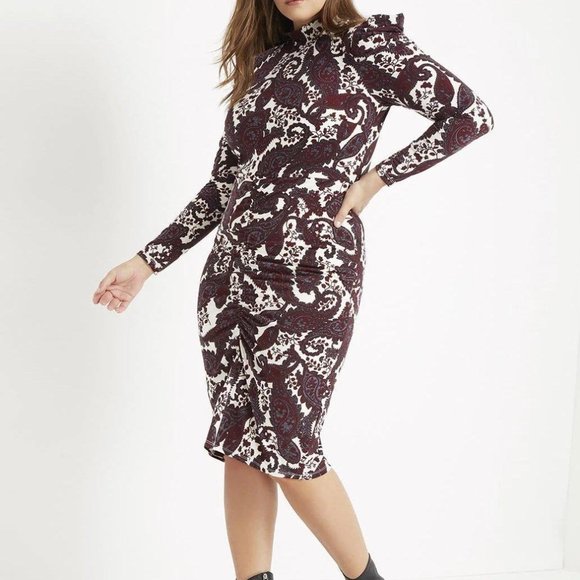 Eloquii Mock Neck Dress with Sleeve Detail - Picture 1 of 3